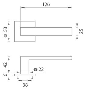 Dveřní kování MP HIT HR SQ6 (BS - Černá matná), klika-klika, Bez spodní rozety, MP BS (černá mat)