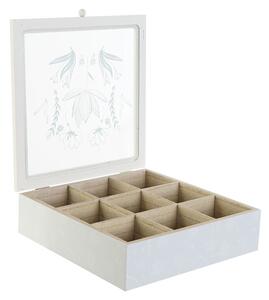 Krabice na čaj DKD Home Decor Modrý Bílý Zelená Fialová Kov Sklo Dřevo MDF (3 kusů)