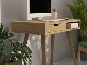 Moderní dřevěný psací stůl se šuplíkem LEA 90 cm přírodní Strana: Vpravo, Kvalita dřeva: 2. Kombinace dubového masivu a dýhované DTD desky