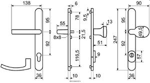 Dveřní profilové kování RICHTER RHD 0040 (nerez), klika oboustranná/koule, Otvor na cylindrickou vložku PZ, RICHTER Nerez matný, 92 mm