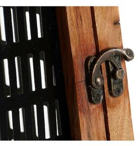 Svícen DKD Home Decor Černý Přírodní Kov mangové dřevo 20 x 20 x 38 cm