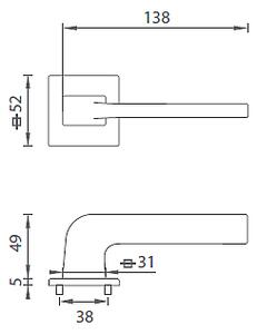 Dveřní kování MP Supra - HR 3097 5S (BS), klika-klika, Bez spodní rozety, MP BS (černá mat)