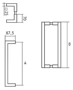 Madlo EUROLATON pro skleněné a dřevěné dveře - 87 (nerez), 275 mm (rozteč 250 mm)