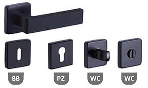 Dveřní kování ROSTEX CASTELO/H s čepy (ČERNÁ), klika-klika, WC klíč, ROSTEX ČERNÁ