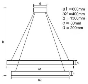 LED Stmívatelný lustr na lanku LED/80W/230V 3000-6500K + dálkové ovládání