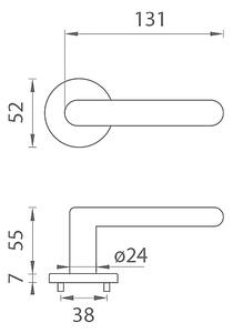 Dveřní kování MP Alora - R 7S (MOSAZ BROUŠENÁ), klika-klika, Bez spodní rozety, MP OLS (mosaz broušená a lakovaná)