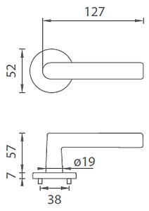 Dveřní kování MP Arabis - R 7S (OCS - Chrom broušený), klika-klika, Bez spodní rozety, MP OCS (chrom broušený)