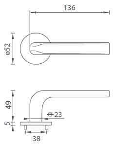 Dveřní kování MP Ideal R 4162 5S (OC), klika-klika, Bez spodní rozety, MP OC (chrom lesklý)