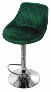 Sametová barová židle Oklahoma zelená s chromovým podstavcem