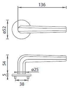 Dveřní kování MP Oktagon R 4160 5 S (OC), klika-klika, Bez spodní rozety, MP OC (chrom lesklý)