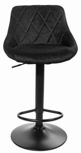 Sametová barová židle Oklahoma černá s černým podstavcem