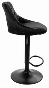 Sametová barová židle Oklahoma černá s černým podstavcem