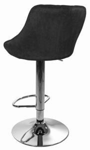 Sametová barová židle Oklahoma černá s chromovým podstavcem