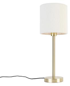 Klasická stolní lampa mosazná se stínítkem bílá 20 cm - Simplo