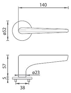 Dveřní kování MP Optimal R 4164 5 S (BS - Černá matná), klika-klika, Bez spodní rozety, MP BS (černá mat)
