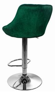 Sametová barová židle Oklahoma zelená s chromovým podstavcem