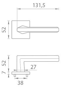 Dveřní kování MP Jasmina - HR 7S (OLS - Mosaz broušená), klika-klika, Bez spodní rozety, MP OLS (mosaz broušená a lakovaná)