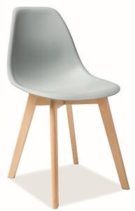Casarredo Plastová jídelní židle MORIS světle šedá/buk