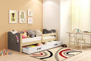 Dětská postel Andrea 1 80x160 s úložným prosotrem - 1 osoba - Borovice, Grafit
