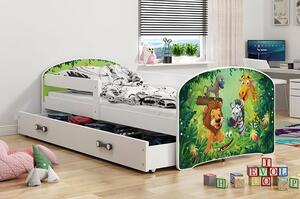 Dětská postel Felix 1 80x160 s úložným prostorem - 1 osoba - Bílá, Džungle