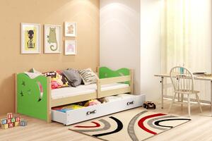 Dětská postel Andrea 1 80x160 s úložným prosotrem - 1 osoba - Borovice, Zelená