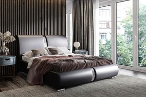 Čalouněná postel s chromovanými doplňky 200x200 YVONNE - černá eko kůže