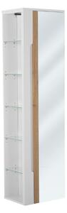 CMD Koupelnová skříňka vysoká Galaxy White - 170 cm - bílá, dub