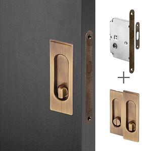 ACT Sada na posuvné dveře HR (bronz), BB - otvor na dózický klíč, klika-klika, Otvor pro obyčejný klíč BB, AC-T Bronz