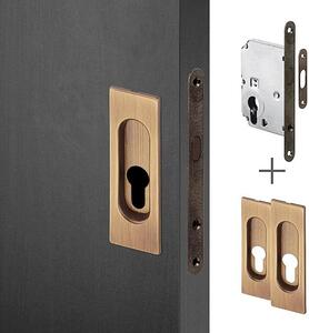 ACT Sada na posuvné dveře HR (bronz), BB - otvor na dózický klíč, klika-klika, Otvor pro obyčejný klíč BB, AC-T Bronz