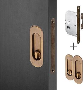 ACT Sada na posuvné dveře OV (bronz), BB - otvor na dózický klíč, klika-klika, Otvor pro obyčejný klíč BB, AC-T Bronz