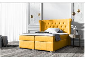 Elegantní čalouněná postel 120x200 MAXIMO - žlutá + topper ZDARMA