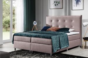 VÝPRODEJ - Čalouněná postel 200x200 PILAR - růžová + topper ZDARMA