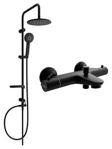 Mexen Carl vanovo-sprchový set s dešťovou sprchou a vanovou termostatickou baterií Nox, černá, 77350240-70