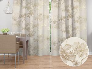 Biante Sametový závěs Isabela Flower IBL-022 Zlaté květy na smetanovém - šířka 135 cm 135x140 cm