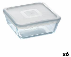 Čtvercový svačinový box s víkem Pyrex Cook&freeze 850 ml 14 x 14 cm Transparentní Sklo Silikonové (6 kusů)