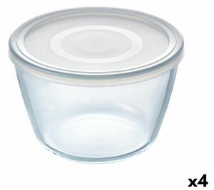 Kulatý svačinový box s víkem Pyrex Cook & Freeze 1,6 L 17 x 17 x 12 cm Transparentní Silikonové Sklo (4 kusů)