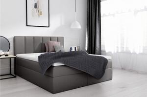 Manželská postel 200x200 SVEN - šedá eko kůže + topper ZDARMA