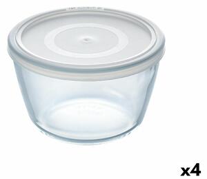3805 Kulatý svačinový box s víkem Pyrex Cook & Freeze 1,1 L 15 x 15 x 10 cm Transparentní Silikonové Sklo (4 kusů)