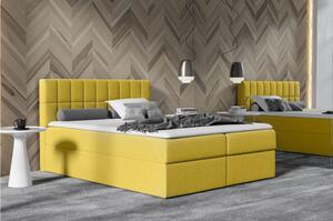 VÝPRODEJ - Manželská čalouněná postel 200x200 KATE - žlutá + topper ZDARMA