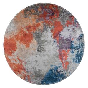Modro-oranžový pratelný kulatý koberec ø 120 cm – Vitaus