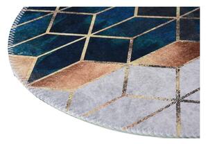 Pratelný kulatý koberec v bílo-petrolejové barvě ø 100 cm – Vitaus