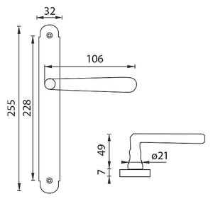 Dveřní kování MP NI - ALT WIEN Štít (OLV - Mosaz leštěná lakovaná), klika-klika, Otvor pro obyčejný klíč BB, MP OLV (mosaz leštěná a lakovaná), 72 mm
