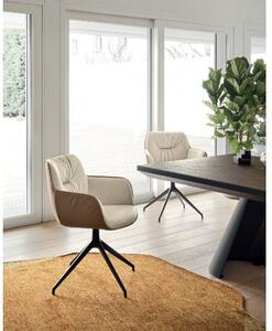 Calligaris Otočná židle Cocoon s područkami, látka/kůže, CS2085-BI 360 Podnoží: Matný černý lak (kov), Sedák: Látka Venice Hemp/umělá kůže Vintage Desert