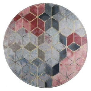 Růžovo-světle šedý pratelný kulatý koberec ø 100 cm – Vitaus