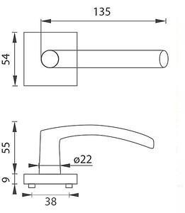 Dveřní kování MP Esso - HR (BS - Černá matná), klika-klika, Bez spodní rozety, MP BS (černá mat)