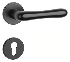Dveřní kování MP Cynia - R 7S (BS - Černá matná), klika-klika, Bez spodní rozety, MP BS (černá mat)