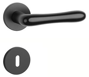 Dveřní kování MP Cynia - R 7S (BS - Černá matná), klika-klika, Bez spodní rozety, MP BS (černá mat)
