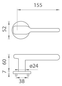 Dveřní kování MP Orchide - R 7S (OLS - Mosaz broušená), klika-klika, Bez spodní rozety, MP OLS (mosaz broušená a lakovaná)