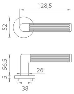 Dveřní kování MP Lobelia - R 5S (OLV - Mosaz leštěná lakovaná), klika-klika, Bez spodní rozety, MP OLV (mosaz leštěná a lakovaná)
