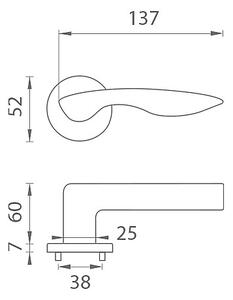 Dveřní kování MP Robinia - R 7S (OC - Chrom lesklý), klika-klika, Bez spodní rozety, MP OC (chrom lesklý)